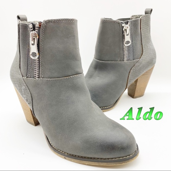 Aldo Shoes - Aldo-Gray Mixed pattern block heel bootie 7.5